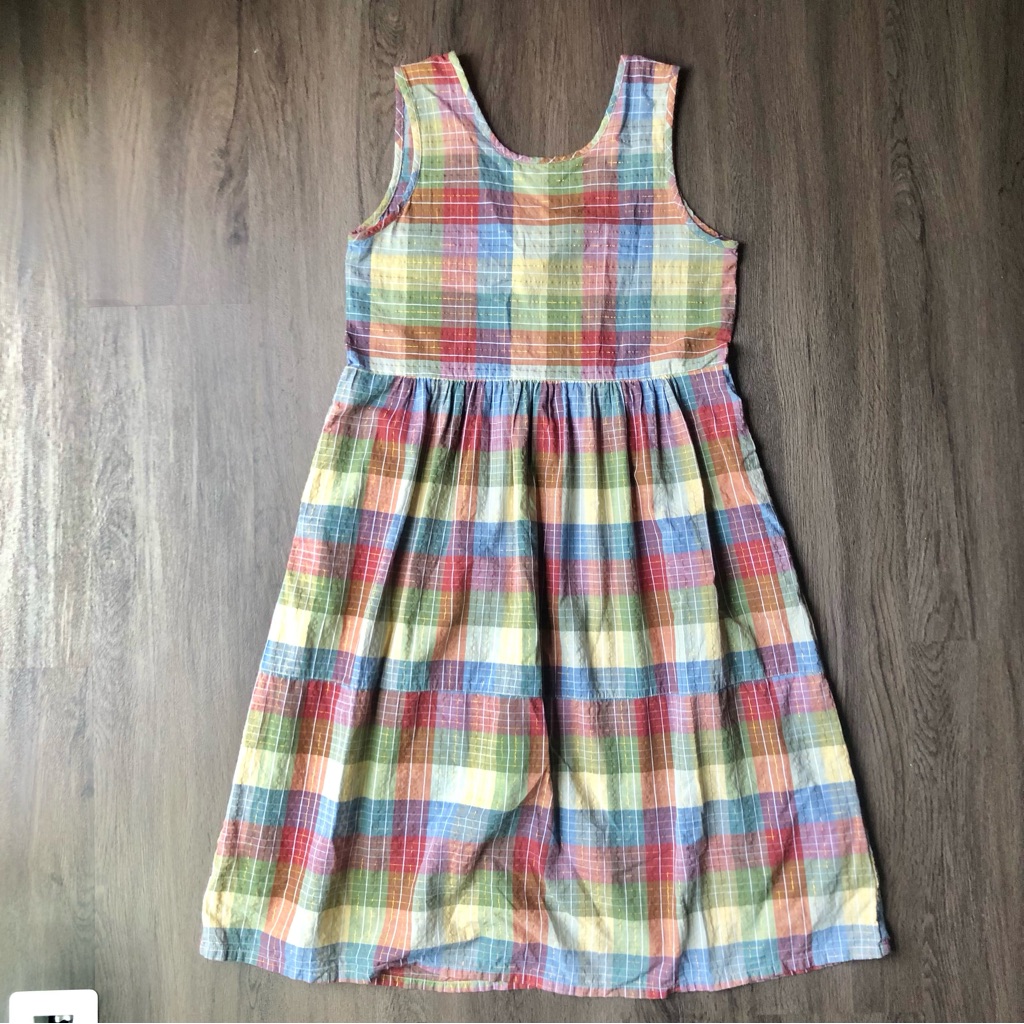 Ace & Jig Teasdale Dress Size Small Madras Plaid Gold Midi Twee Cottage